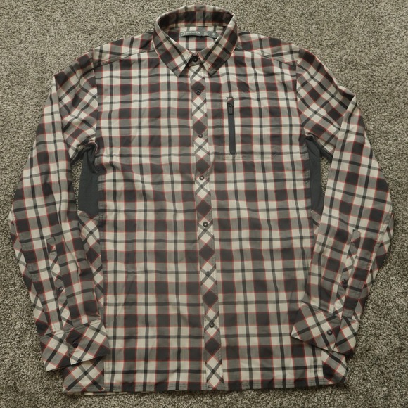 Icebreaker Shirt‎ Mens Small Gray Red Plaid Merino Wool Button Up Outdoor Hiking - Picture 1 of 9